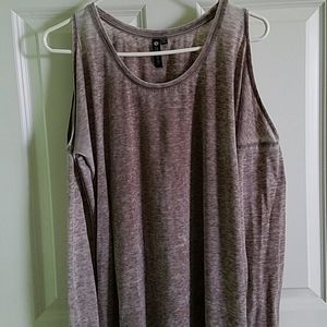 Tan Cold Shoulder Top